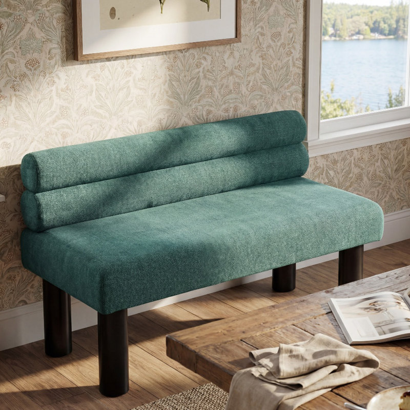 Banc de salle à manger rembourré avec dossier Modern, boucle courbée pour cuisine, salon, bout de lit vert Modern, Green
