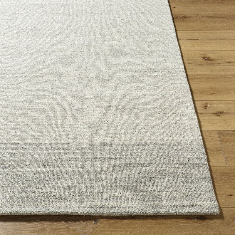 Romano Hand Loomed Wool Striped Area Rug in Gray, Rectangle 8' x 10'