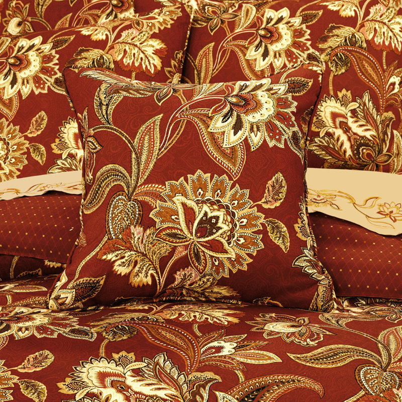 Montecito Black and Beige Floral Square Throw Pillow