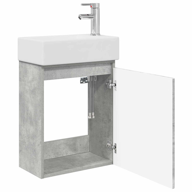 Single Bathroom Vanity with Ceramic Basin, Concrete Grey