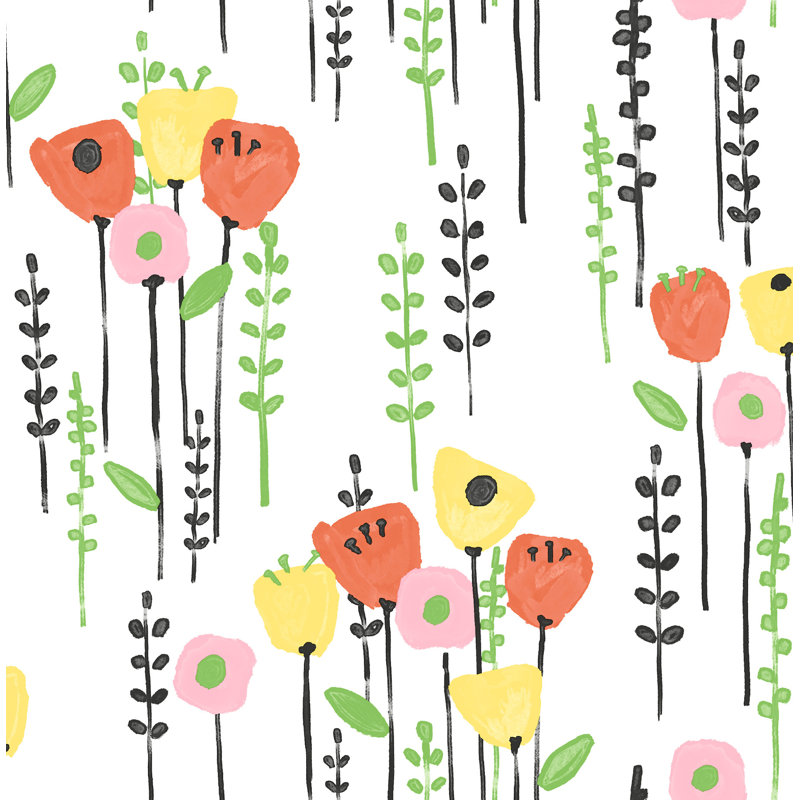 Papier peint à motif floral Mabel, Jaune