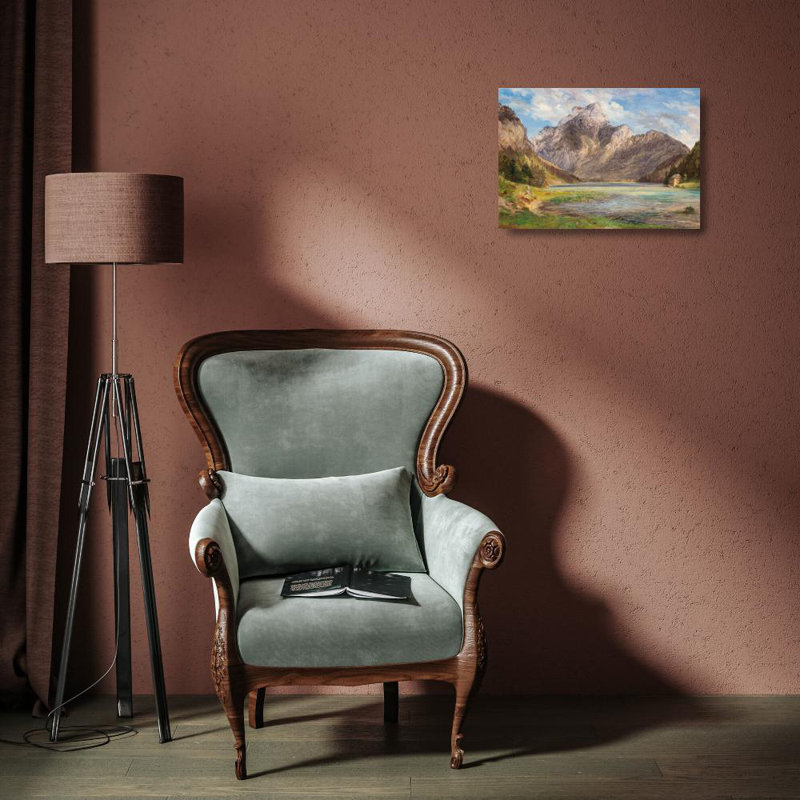 «Mountain Lake» par Frederic Loos, art sur toile tendue avec châssis, H 18 po x l 14 po