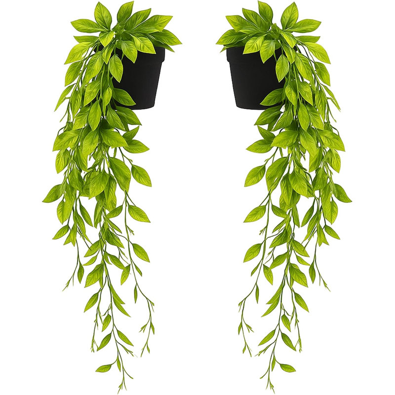 2 pack Fake Plants Fake Hanging Plants Artificial Plants Indoor Outdoor | Room Decor Home decor, Wall Shelf Patio Garden