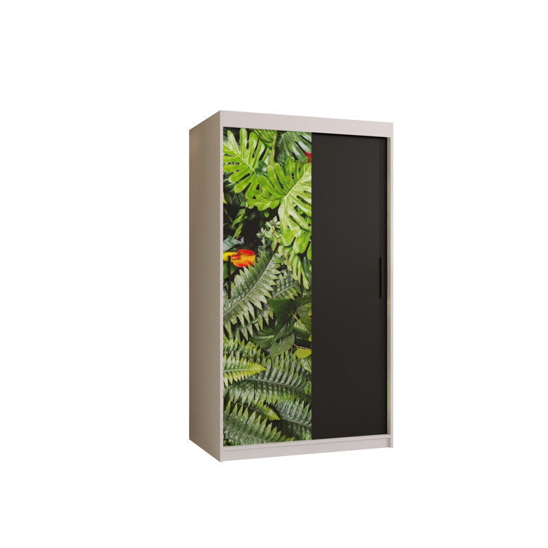 Maheen Manufactured Wood Wardrobe, 200cm H x 100cm W x 62cm D, White and black
