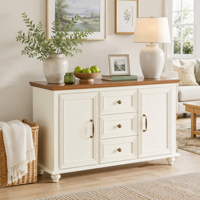 Mid Century Modern Sideboard Buffet Cabinet with Storage, Wood Storage Cabinet with 2 Doors and 3 Drawers for Kitchen Dining Living Room Entryway, Acc