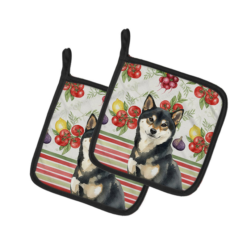 Paire de supports à casseroles Shiba Inu noir et brun clair, Noir / brun clair