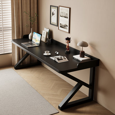 Bureau d'écriture rectangulaire en bois massif noir