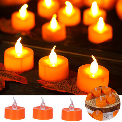 Halloween 6Pack Orange Tea Light Candles Battery Powered LED Tea Lights With Warm White Pumpkins For Halloween