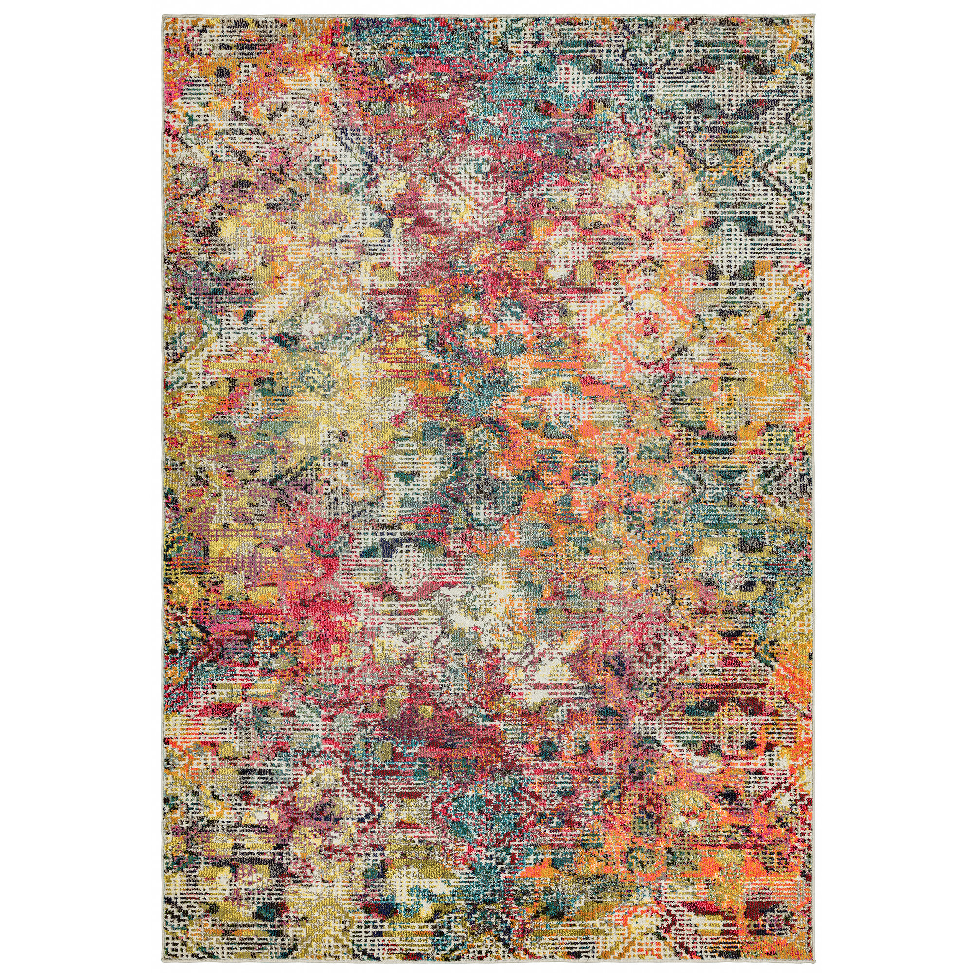 Red Yellow Rugs Langley Street Destini Digital Flatweave Orange/Red/Yellow Rug ...