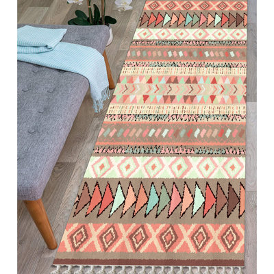 Tapis brun / blanc en coton fabriqué à la machine Southwestern