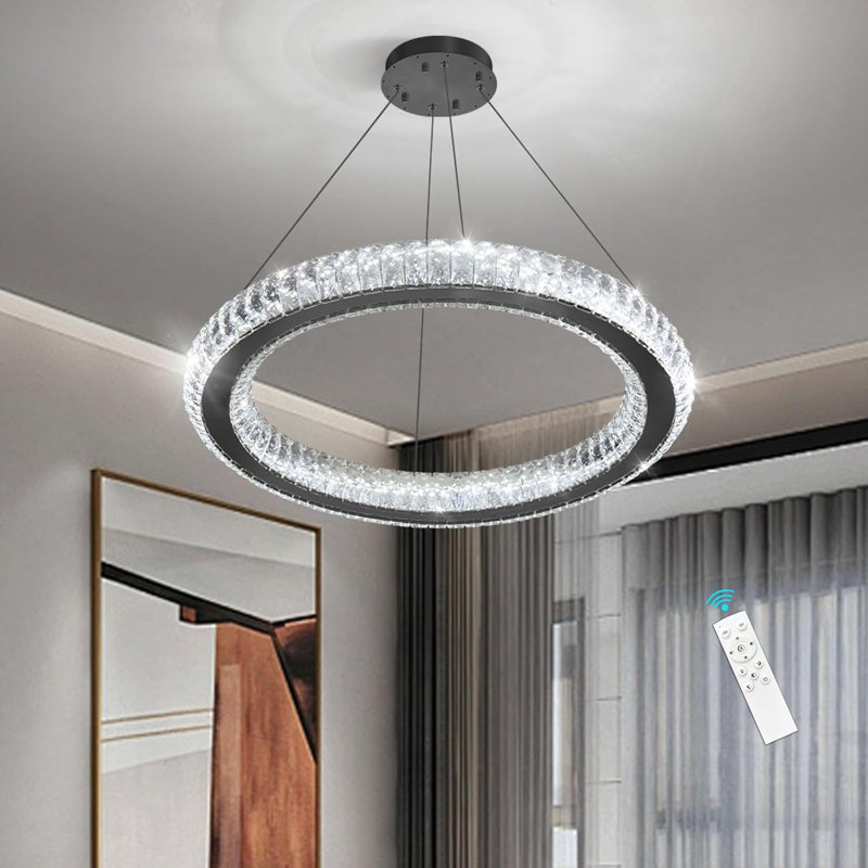 Modern Dimmable Ring Led Chandelier, Matte Black