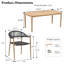 Ensemble de salle à manger d'extérieur en teck massif 5 pièces, table d'angle ronde avec 4 chaises en corde tissée