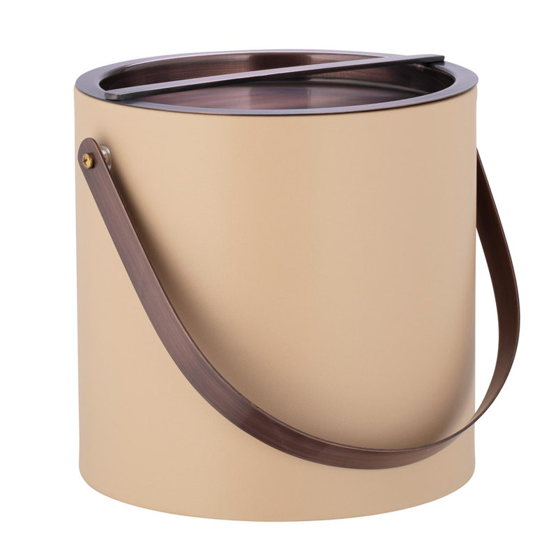 Seau à glace en similicuir Senetta, Beige / bronze huilé