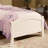 Twin Bedroom Bed In White Plywood - Contemporary Style With Vertical Lines Headpiece Ornament For Modern Elegance Head
