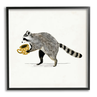 Ax-584-Giclee " Raccoon And Coffee Mug " by Victoria Barnes