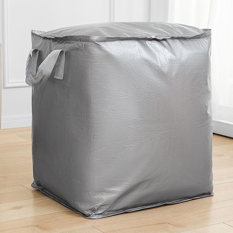  Double Zipper Storage Bags Large Moving Packing Bags, Closet Organizers and Storage, Heavy Duty Clothes Storage Bins Containers for Blanket, Comforter, Pillow, Bedding, Gray