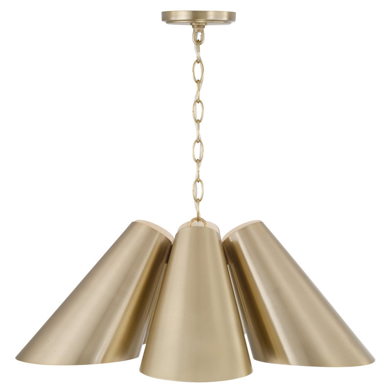 Luminaire suspendu moderne l 27,75 po x H 8,5 po en laiton mat avec intérieur blanc peint