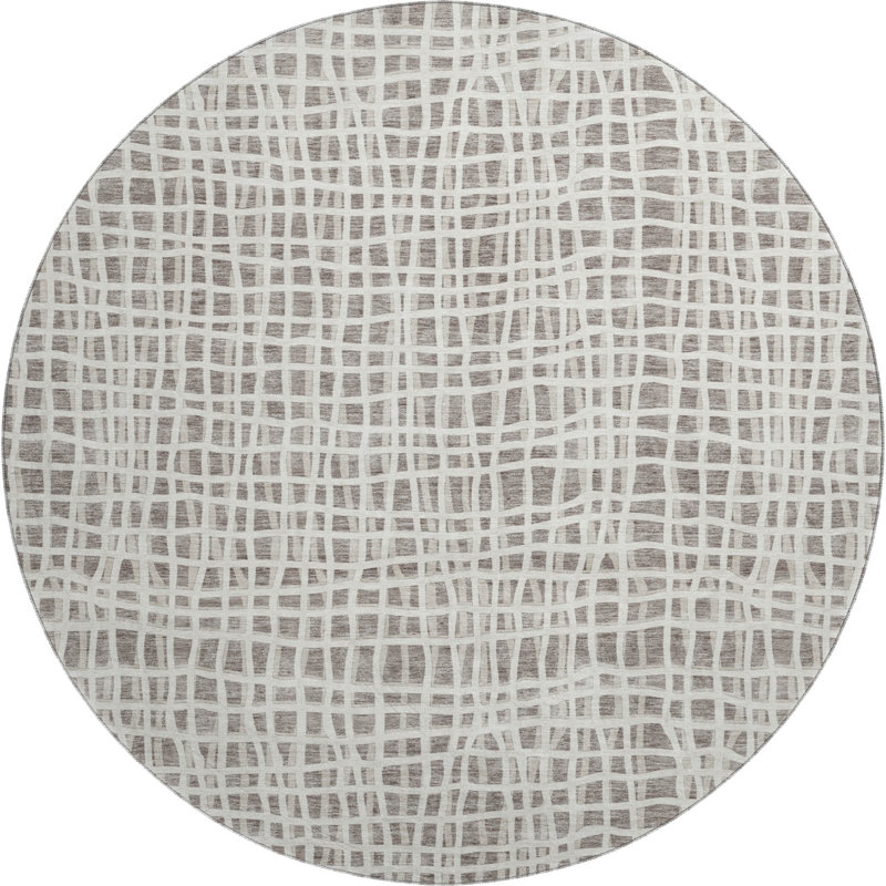Premium Machine Washable Prisco Taupe Rug, Round 8'