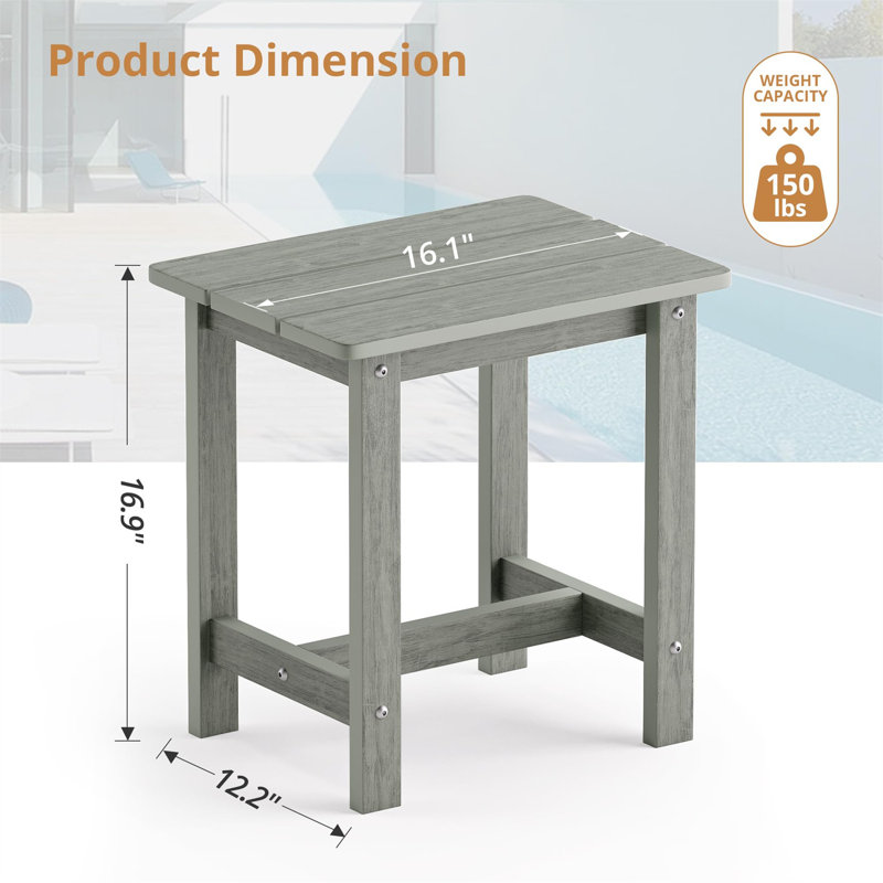 Table compacte Adirondack - Table d'appoint d'extérieur résistante aux intempéries pour patio, Gris