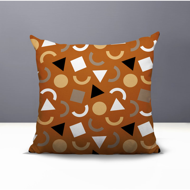 Lunko Abstract Reversible Indoor/Outdoor Square Pillow, Square 18", Orange