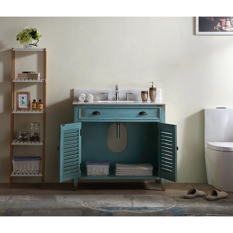 ensemble de meuble-lavabo de salle de bain simple 36 po Ayala, Bleu antique