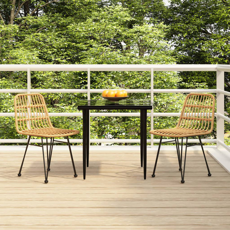 Westerley 2 - Person Patio Dining Set with Square Table, Brown/Black