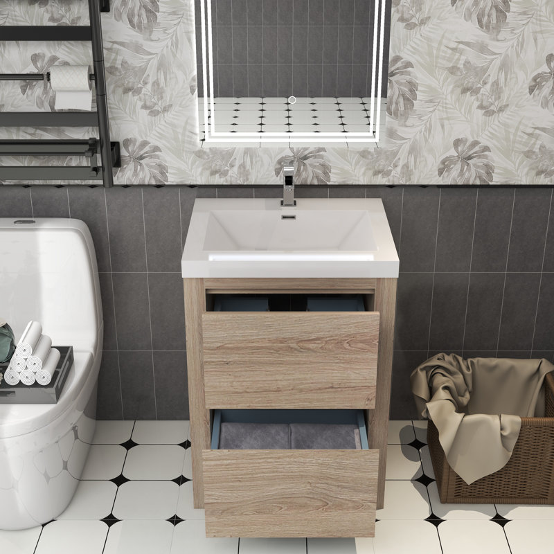 Meuble-lavabo simple 23,5 po avec plateau Laverock, Chêne blanc
