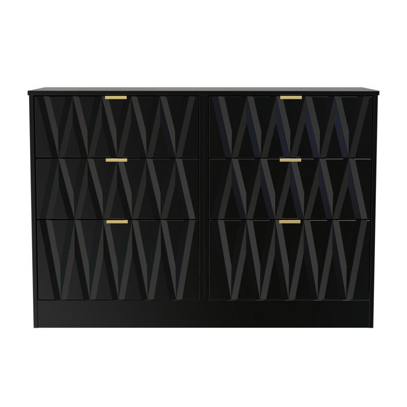 Besmir 115cm W 6 - Drawer Chest of Drawers, Deep Black/Black