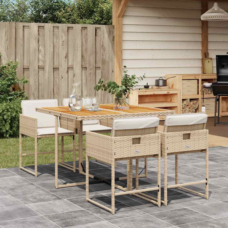 Patio Dining Set Table,, 73cm H x 110cm W x 106cm D, Beige, 4