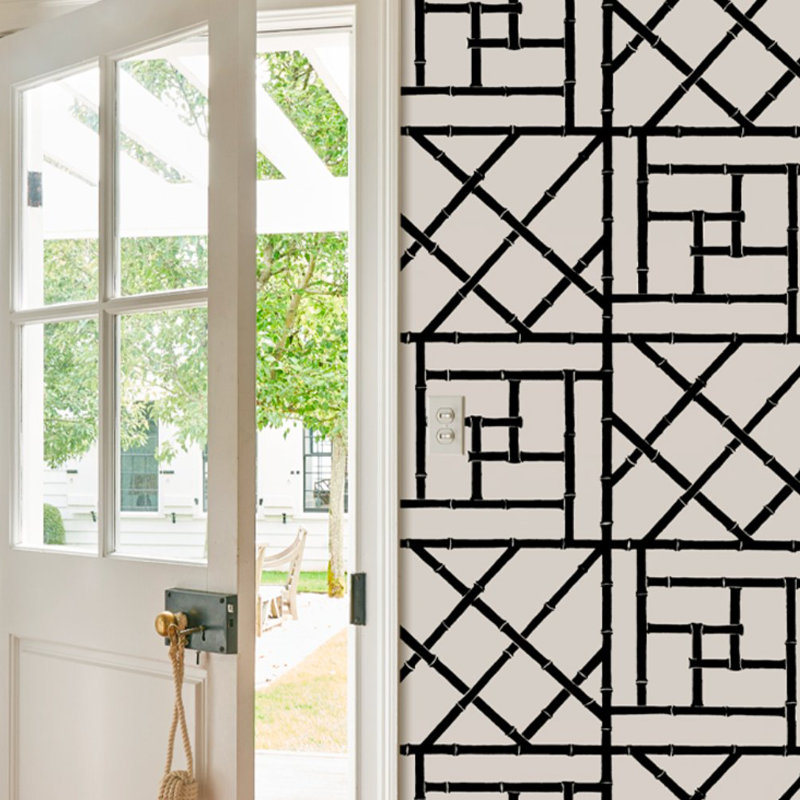 Papier peint treillis Schumacher x Cristina Buckley, Noir