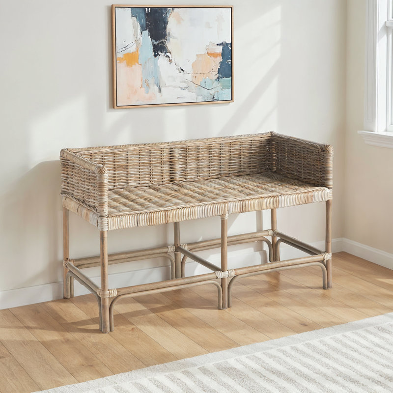 Raye Wicker Woven Accent Bench