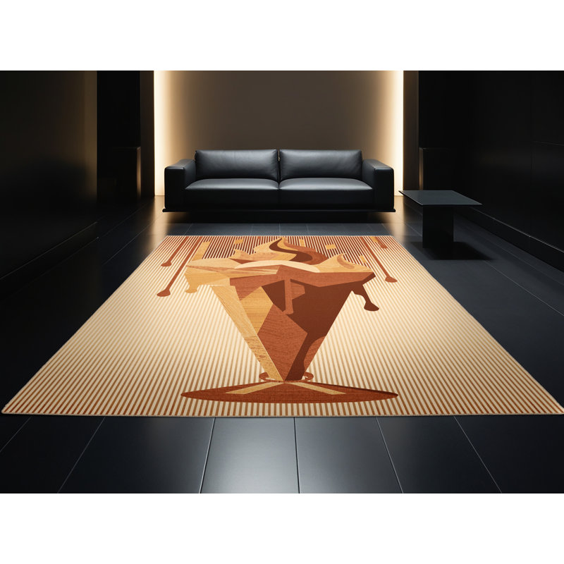 Machine Washable Tomohon Ice Cream Sundae Posh & Luxe Abstract Rug in Brown – Beige Binding, 2x4