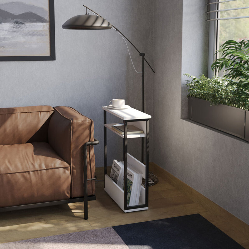 Ancika Solid Wood End Table, White