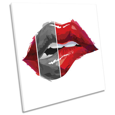 Fashion Lips Stripe - Wrapped Canvas Print