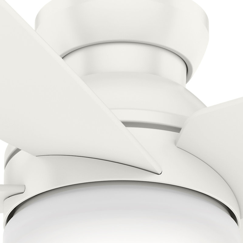 52" Isotope 5 - Blade LED Flush Mount Ceiling Fan with Wall Control and Light Kit Included, Fresh White
