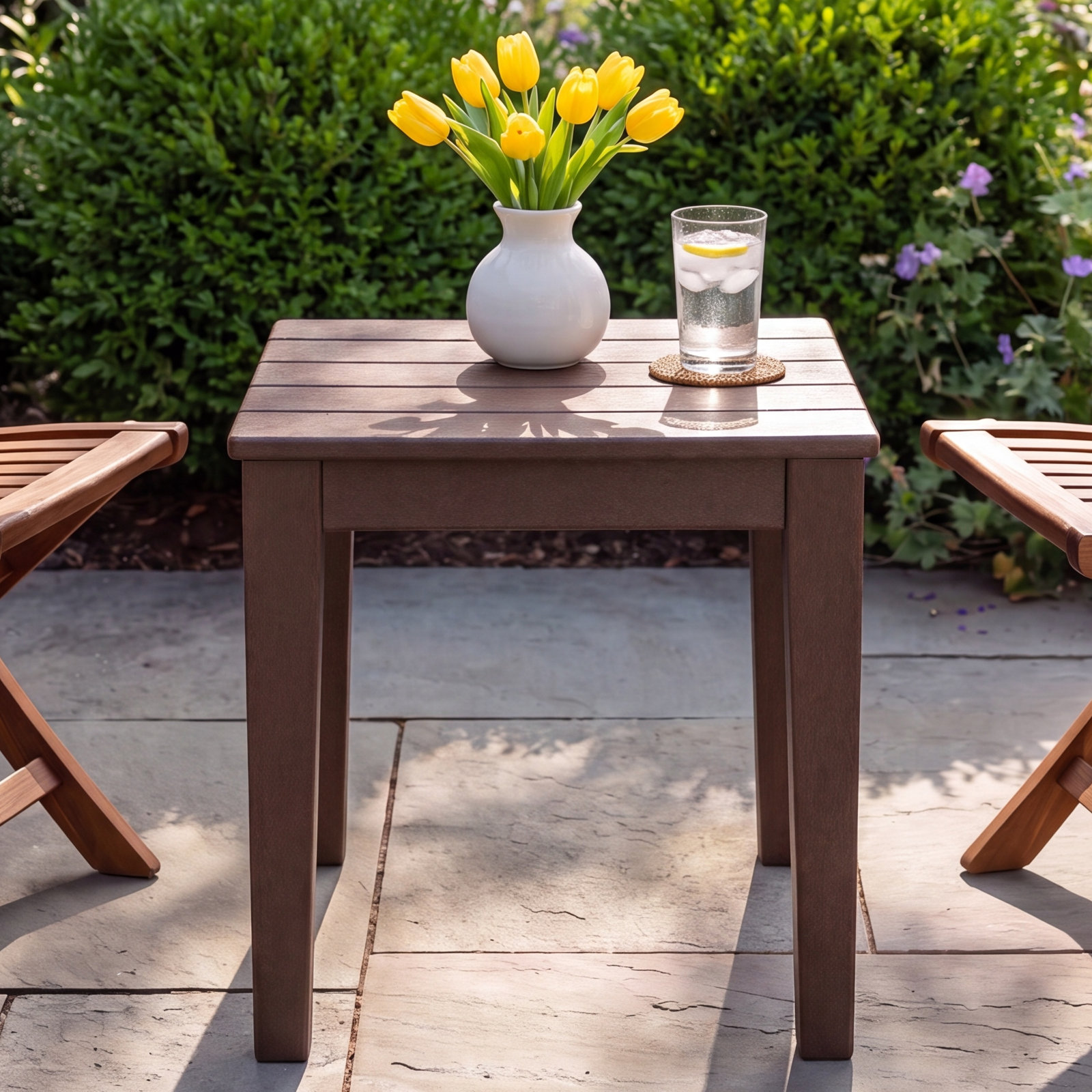 POLYWOOD® Newport 18" Patio Side Table, Teak