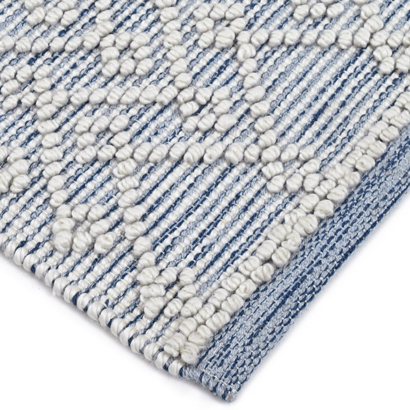 Global Recycled Standard Pearly Hand-Woven Loop Pile Recycled Rug Denim Blue, Runner 2'6" x 5'