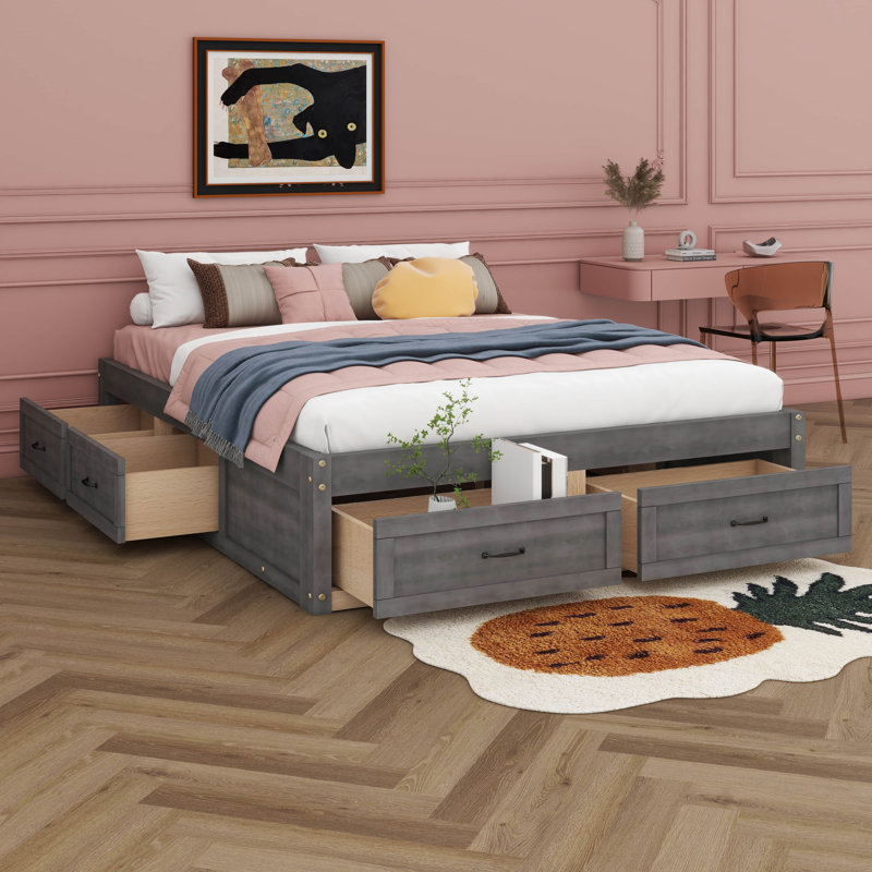 Kasea Platform Storage Bed, Queen, Antique Gray