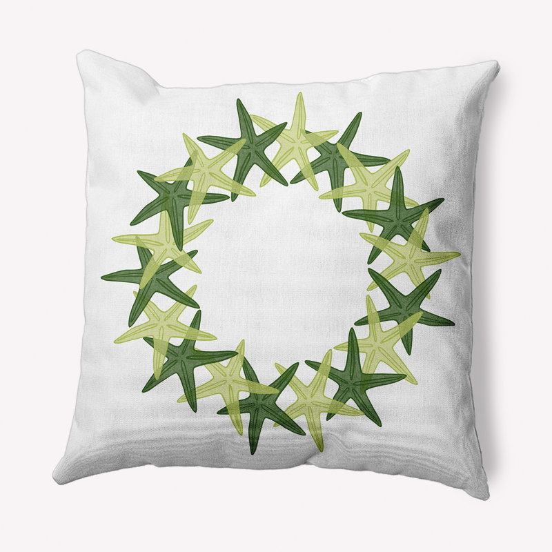 Coussin intérieur / extérieur Coastal Christmas, 16 po x 16 po, Vert