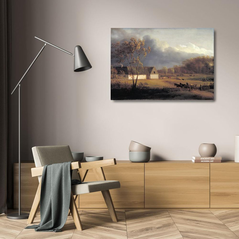 «A Storm Brewing Be derrière a Farmhouse in Zealand» par Jens Juel - Art mural sur toile tendue avec châssis