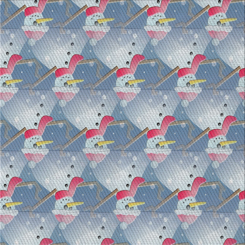 Tapis bleu/rouge à motifs, Carré 8 pi