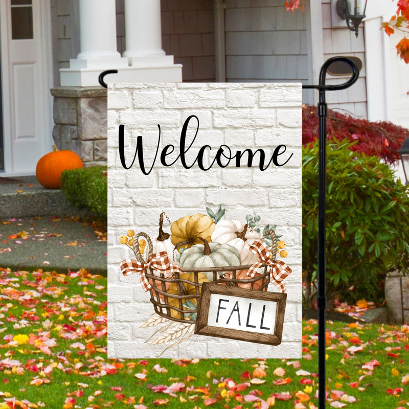 Jaykin Fall Basket Double Sided Polyester Garden Flag