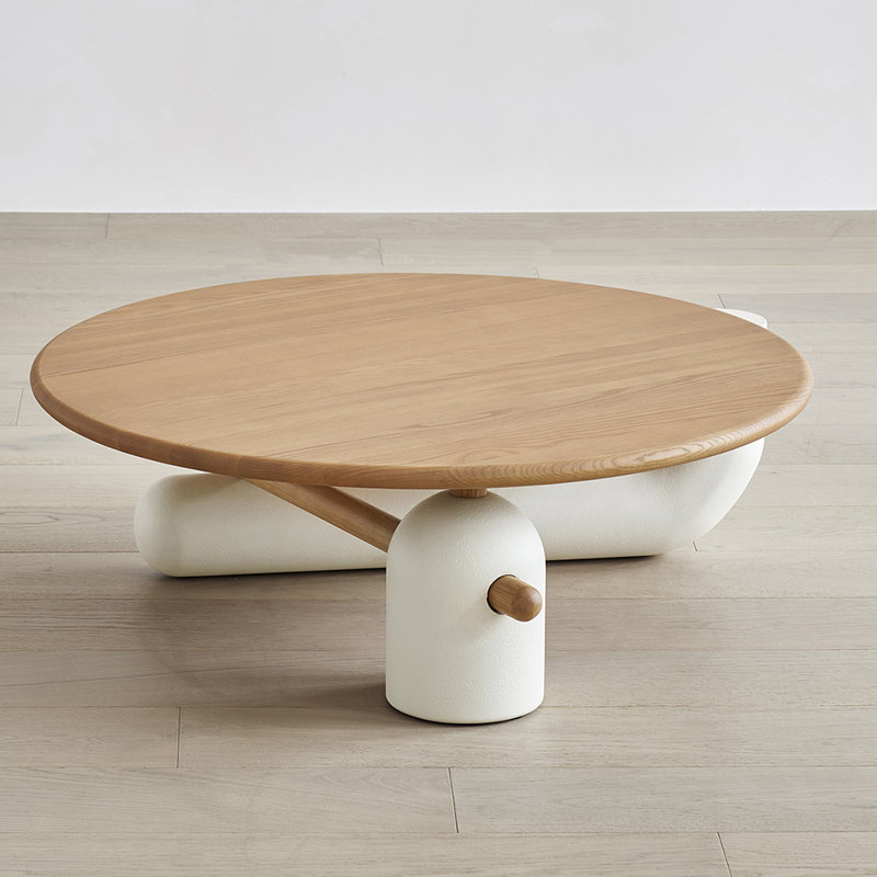 Table de bout créative en bois de frêne crème