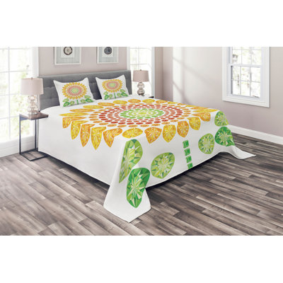 Flower Eclectic Geometric Shapes Coverlet