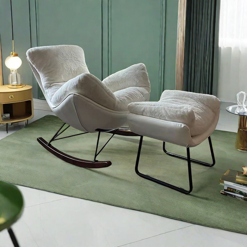 Chaise berçante de salon de luxe à lumière italienne, Blanc cassé