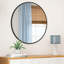 Miroir mural rond 39 po en métal noir pour salle de bain et salon-1209444382