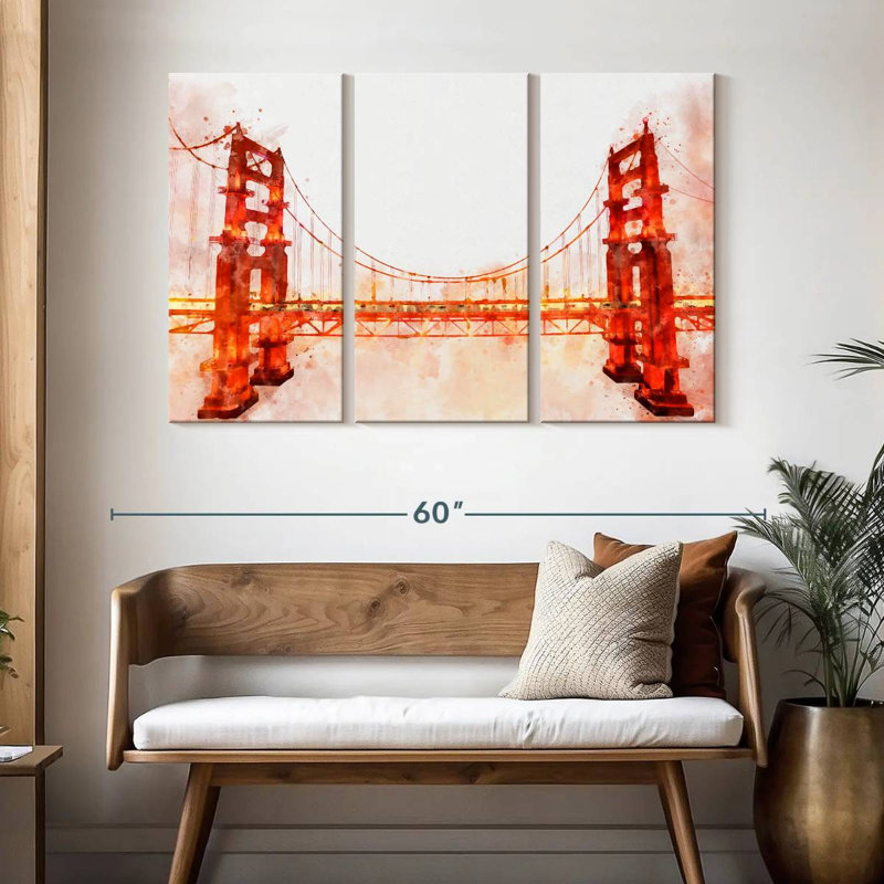 Golden Gate Bridge, aquarelle, H 32 po x l 50 po