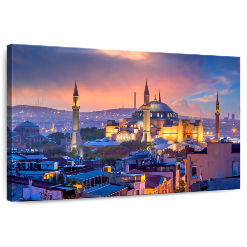Ravi Hagia Sophia au loin, H 20 po x l 30 po