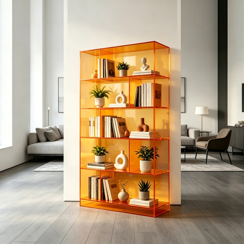 Bibliothèque multifonctionnelle simple en acrylique, Orange