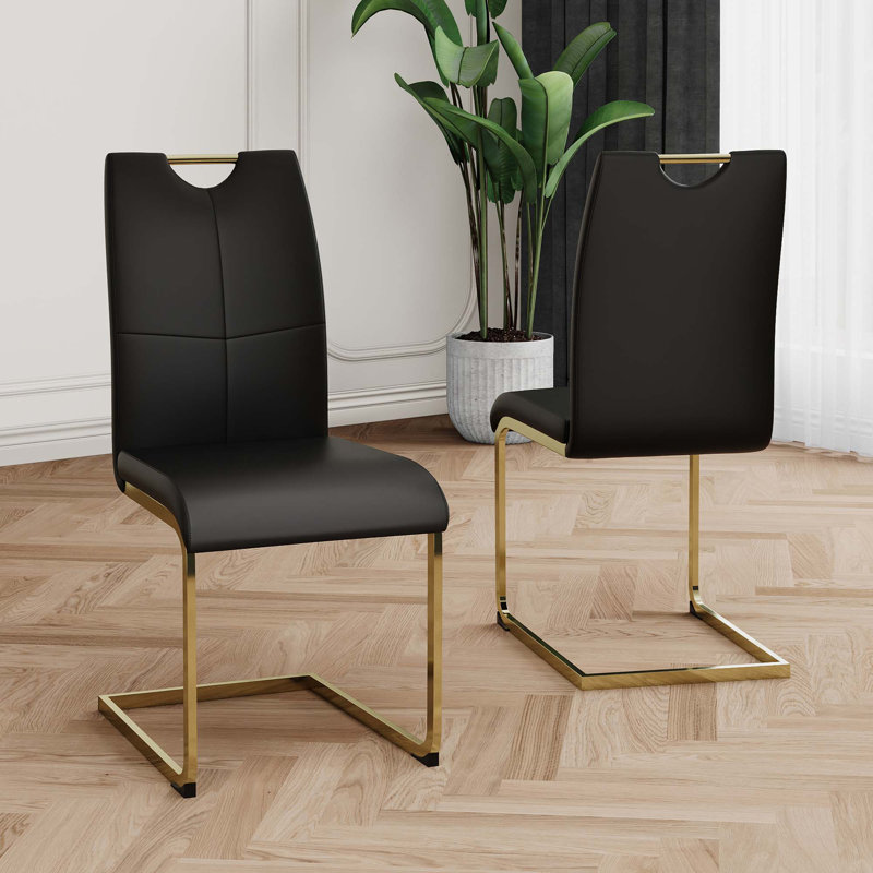Chaise rembourrée en polyuréthane (ensemble de 2), Noir